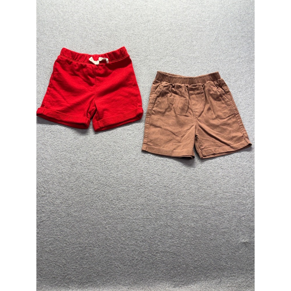 Toddler Boys Shorts Bundle Red Sweat Shorts Brown‎ Twill Chino Kidgets 3T 2 Pack